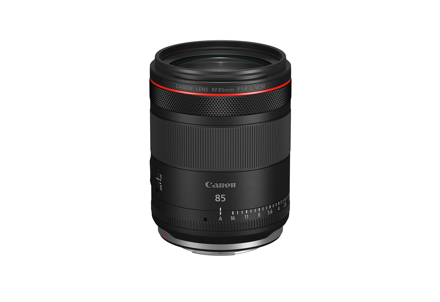 Forward front slant product image of the RF 85mm f/1.4L VCM lens