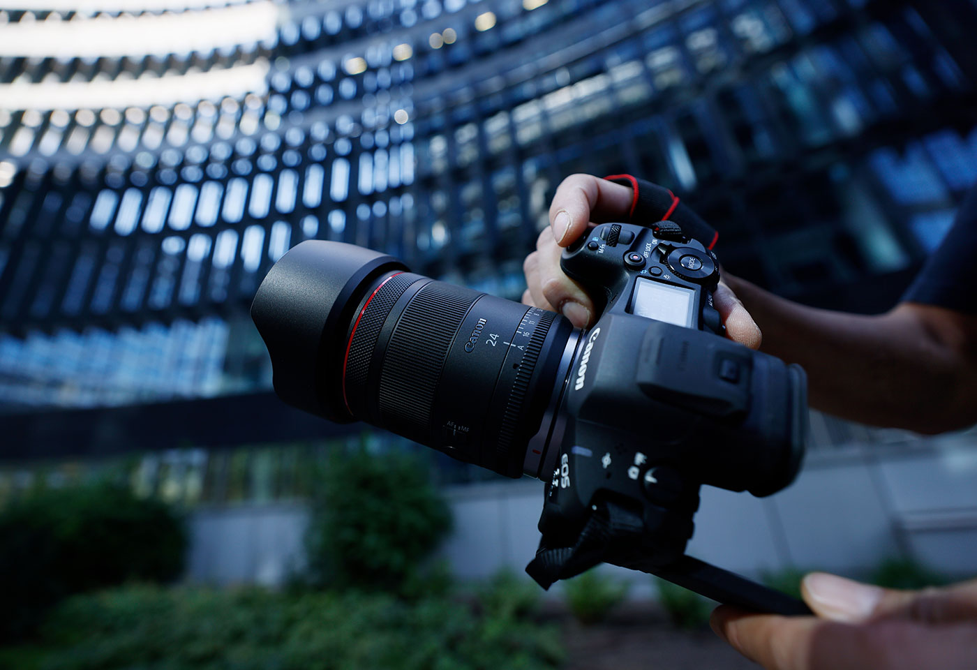 Image of a Canon EOS R5 Mark II with RF-24mm f/1.4L VCM lens