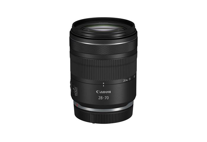 Side profile image of RF 28-70mm f/2.8 IS STM: Compact Standard Zoom lens slightly tilted