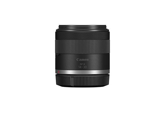 Front profile image of the RF-S 14-30mm f/4-6.3 IS STM PZ standard zoom lens with cap