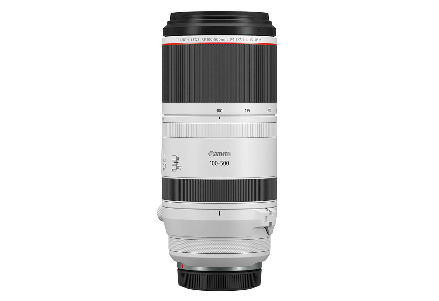 Profile image of RF 100-500mm f/4.5-7.1 L IS USM telephoto lens vertical side