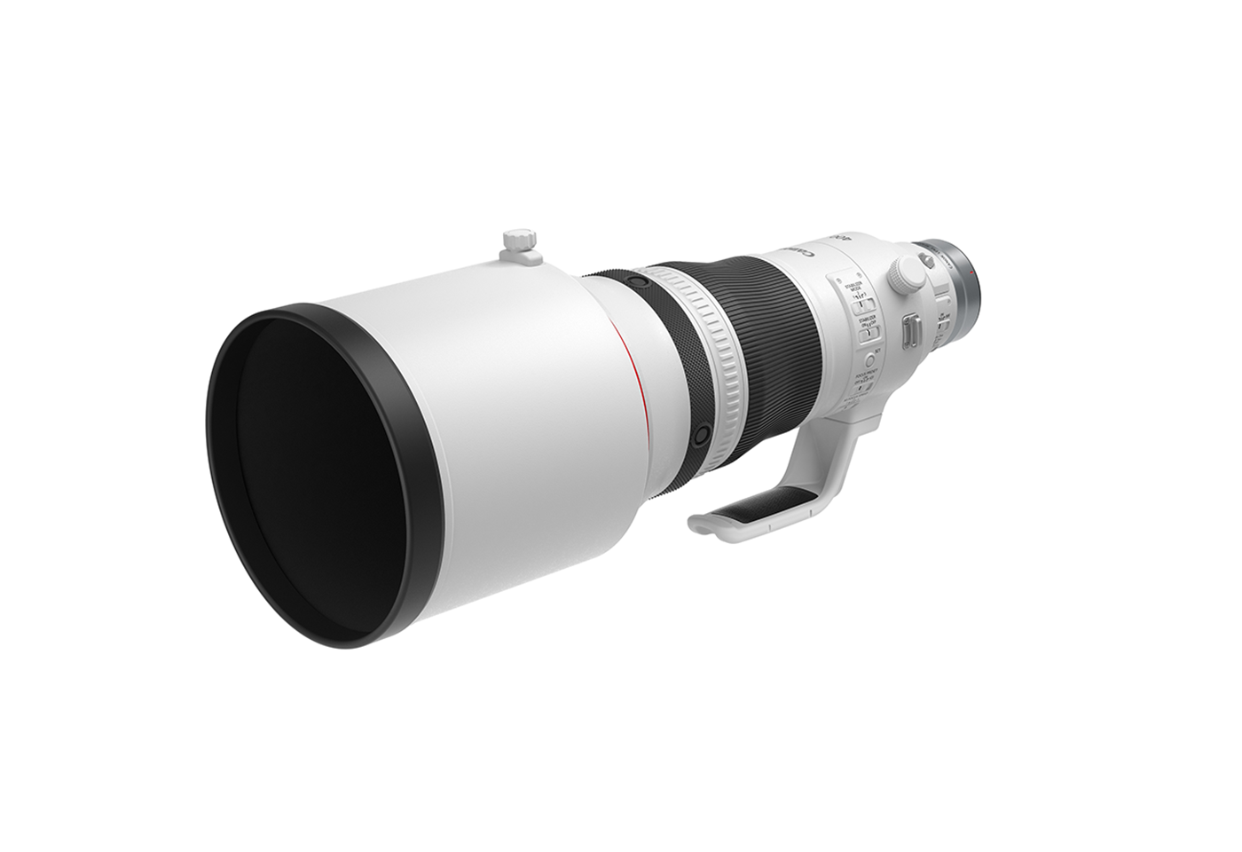 Front profile image of the RF 400mm f/2.8 L IS USM telephoto lens with hood