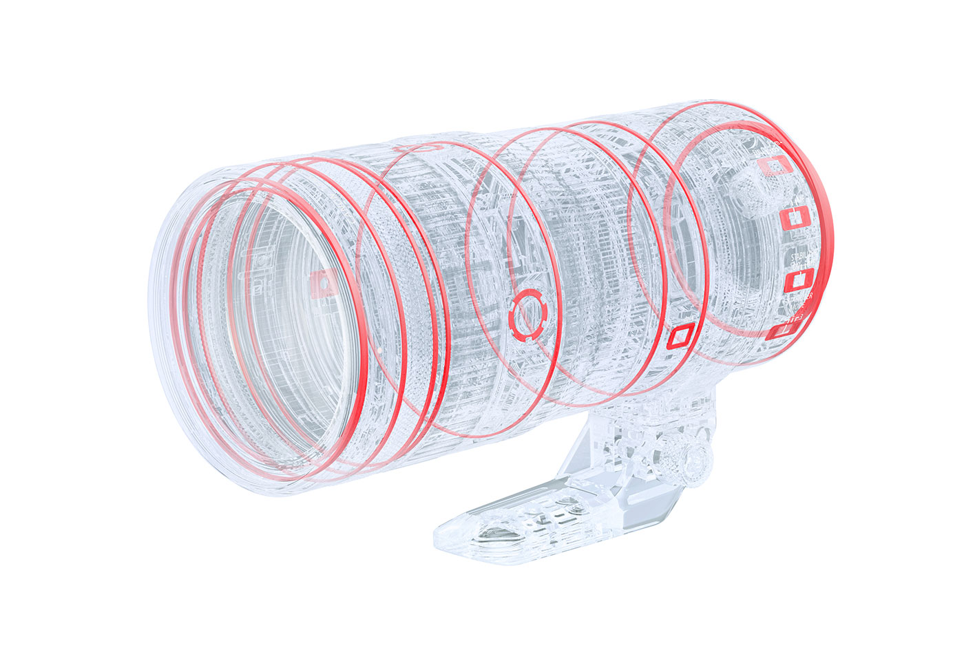 An illustration of the inside components of RF 70-200mm f/2.8L IS USM Z telephoto lens