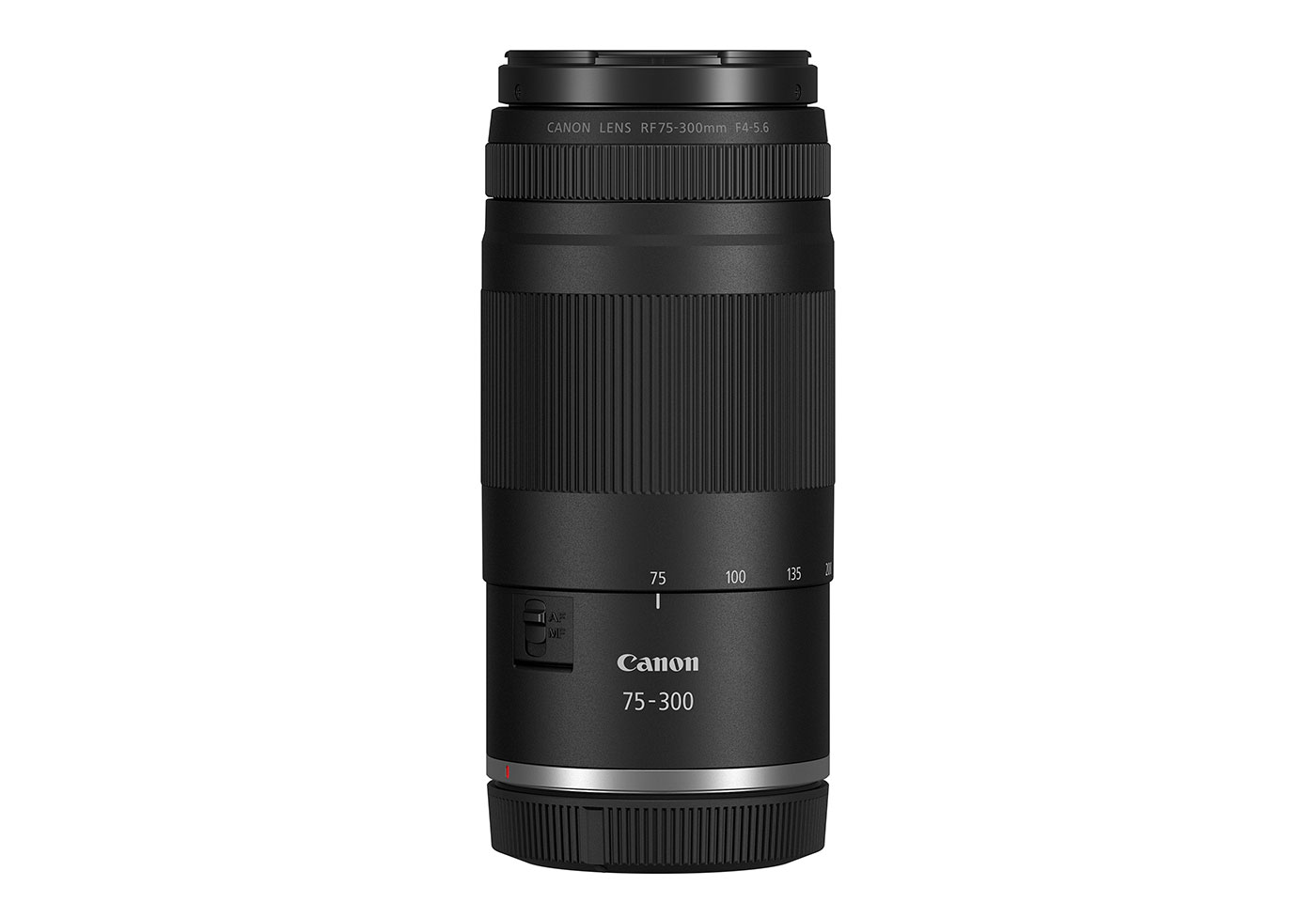 Front profile image of RF 75-300mm f/4-5.6 telephoto lens with cap