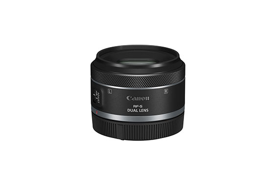 RF-S 7.8mm f/4 STM Dual slightly tilted with cap front view tile