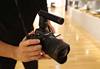 Canon EOS camera with lens and microphone