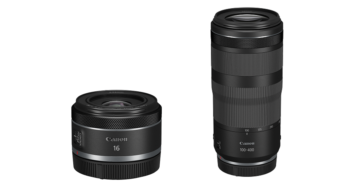 RF 16mm F2.8 STM with cap and RF 100-400mm F5.6-8 IS USM with cap