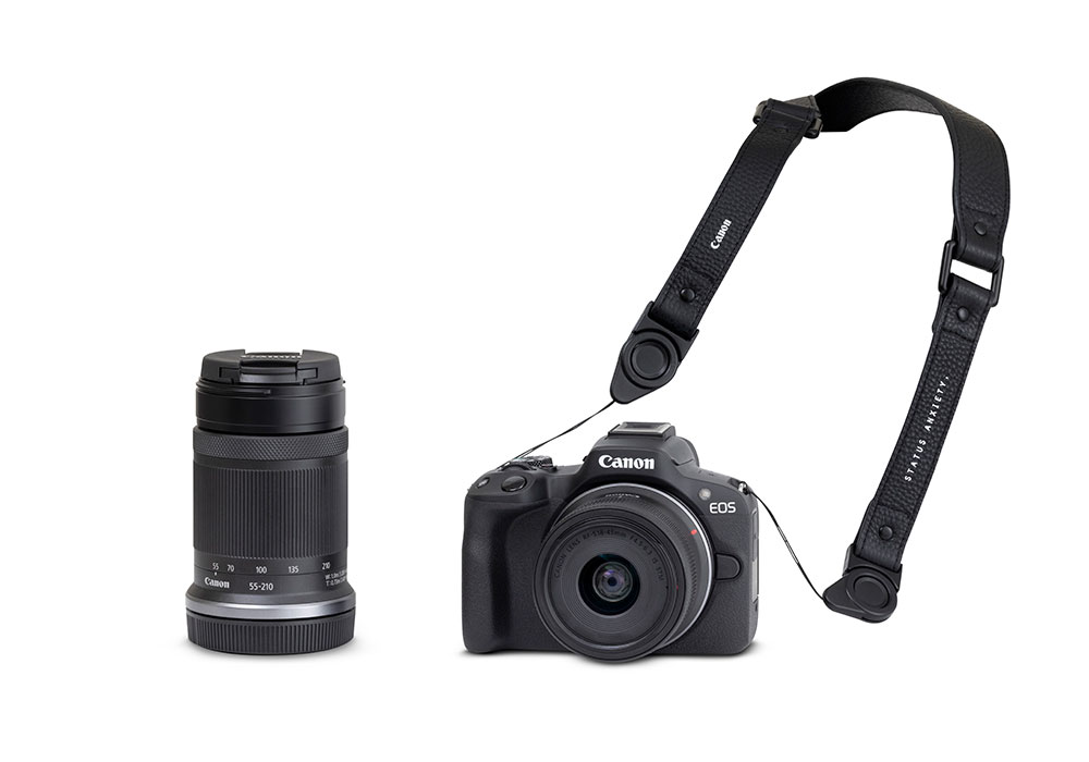 Product image of EOS R50 and RF-S 55-210mm F5-7.1 IS STM with limited edition strap