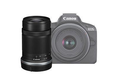 Kit image of EOS R50 with RF-S 18-45mm f/4.5-6.3 IS STM and RF-S 55-210mm f/5-7.1 IS STM lenses