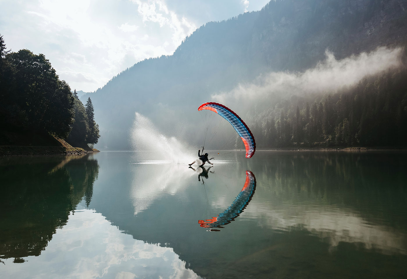 Landscape image of windsurfer shot on EOS R6 Mark II