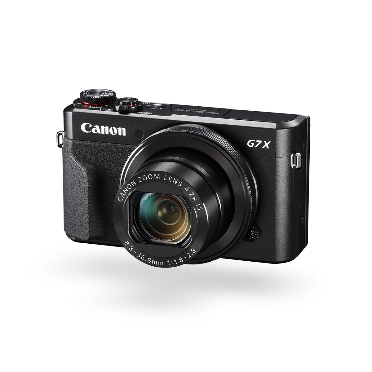 PowerShot G7X Mark II compact camera black front angled