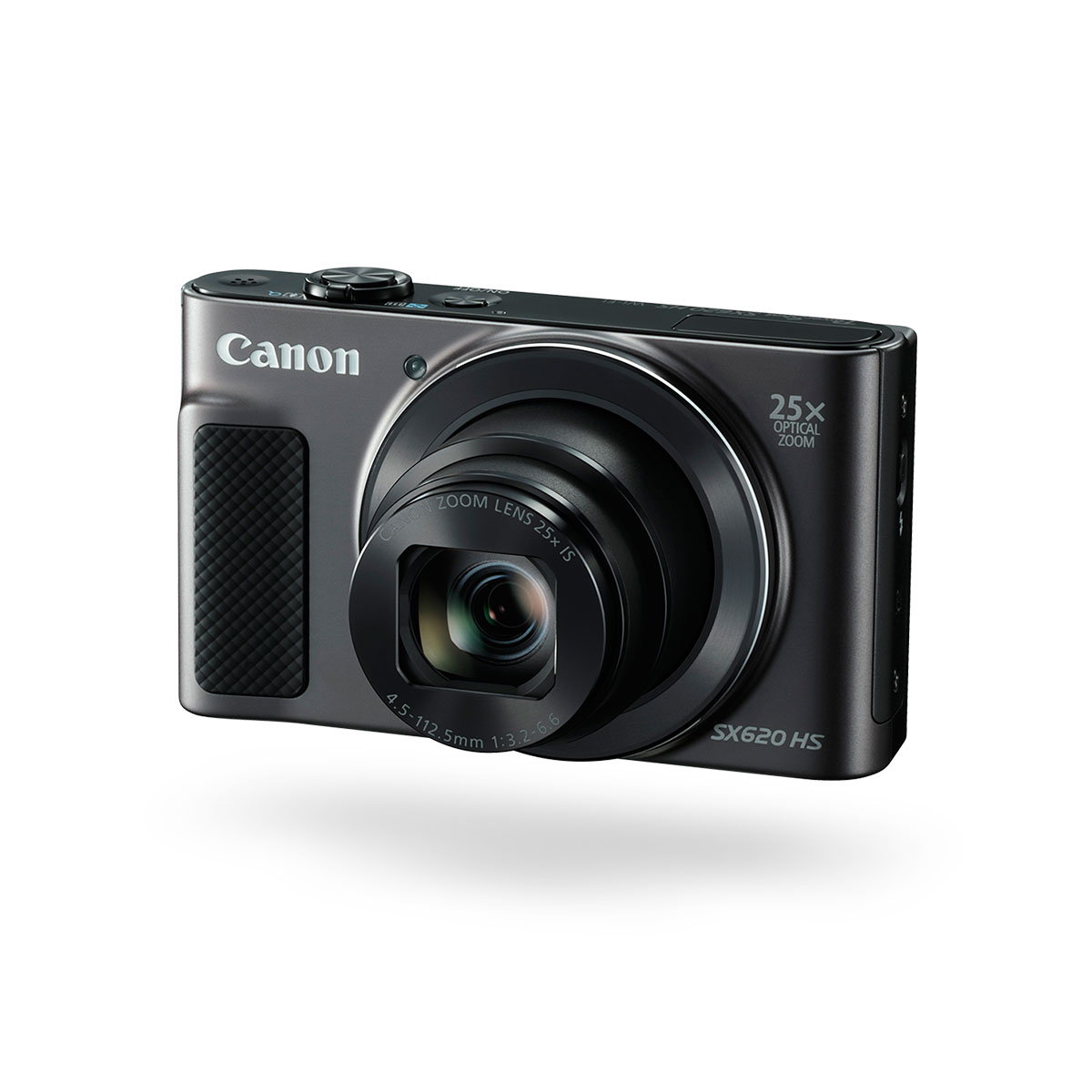 Canon PowerShot SX620 HS black compact camera front angled