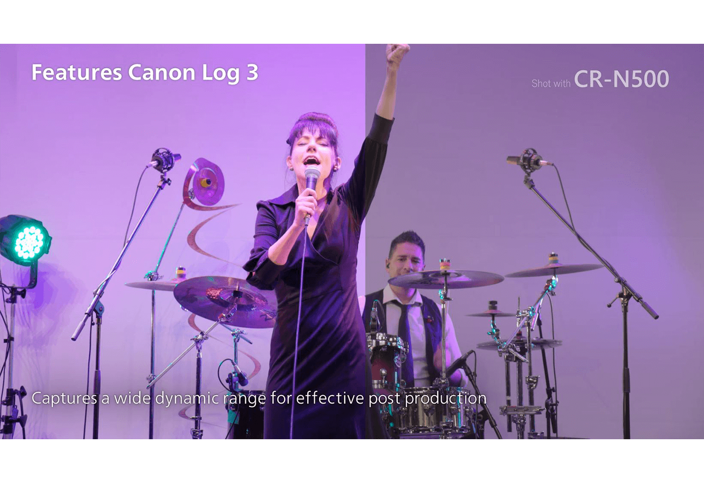 The CR-N500 is equipped with acclaimed image quality modes from Canon’s high-end professional video camcorders including Wide DR Gamma and Canon Log 3 capable of post-production processing