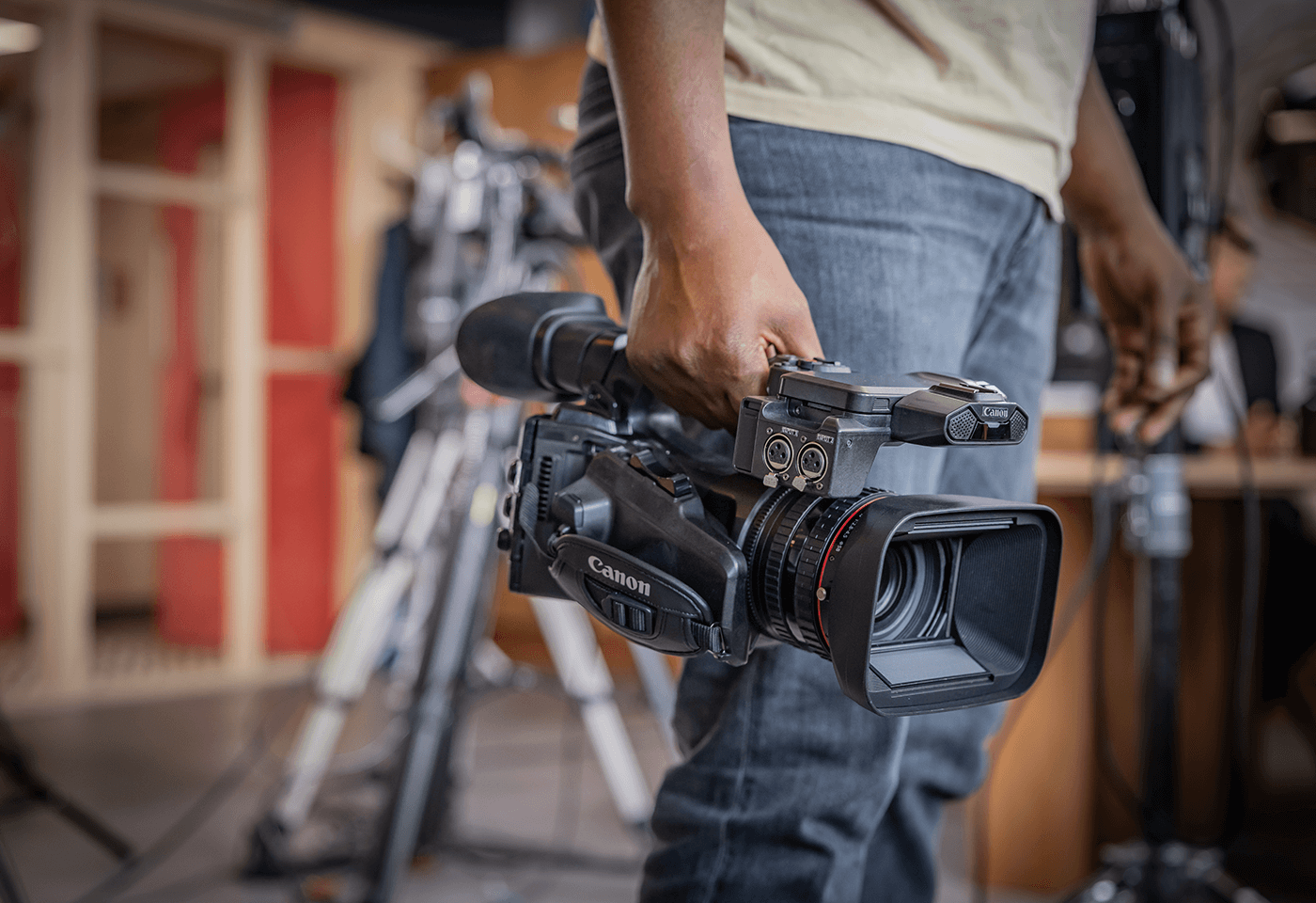 Man looking at a plane taking off