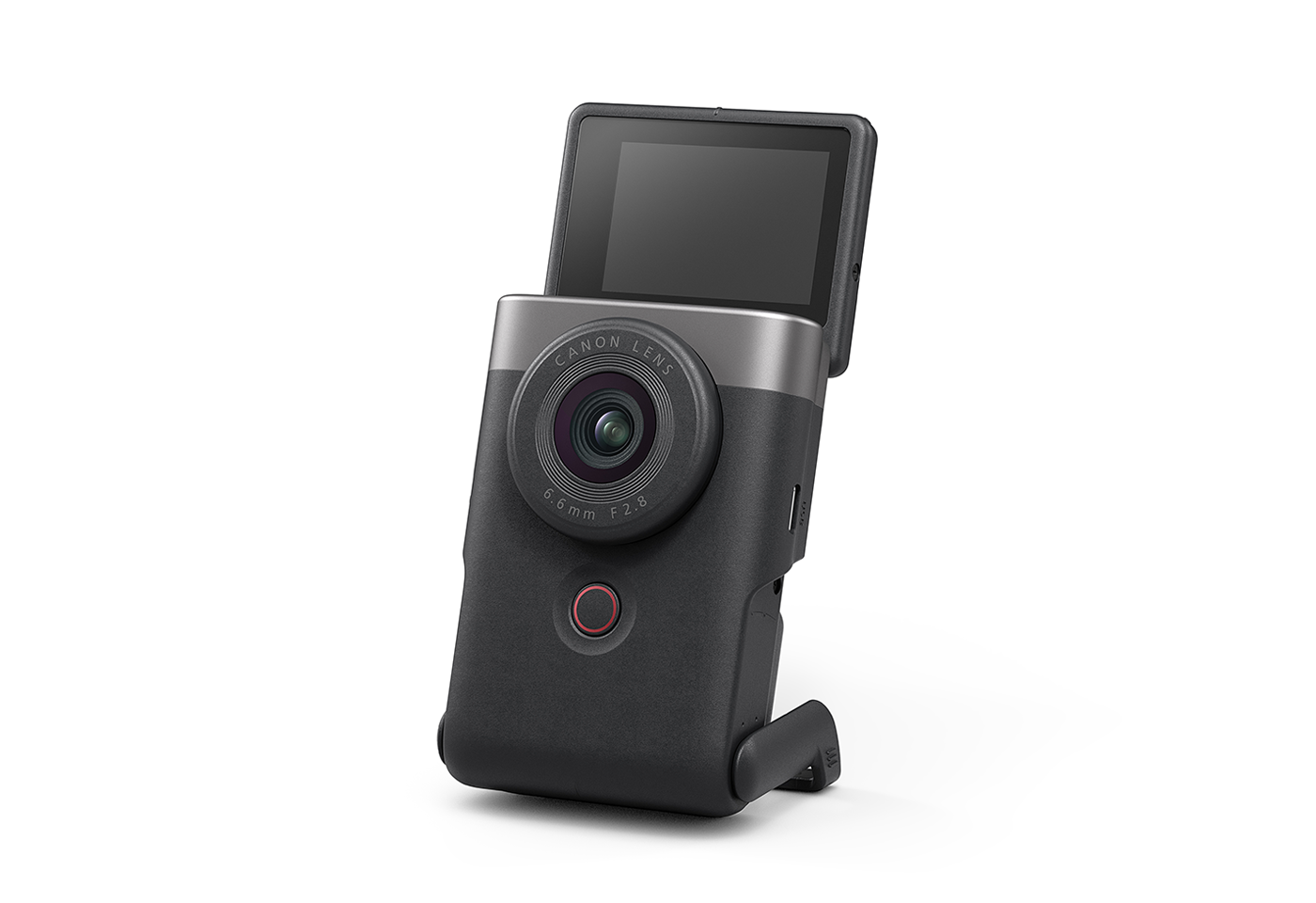 Product image of the silver PowerShot V10 vlogging camera