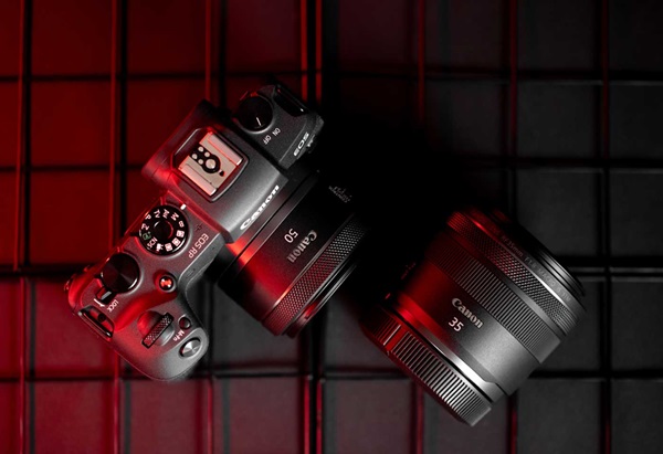 Canon EOS camera and prime lens
