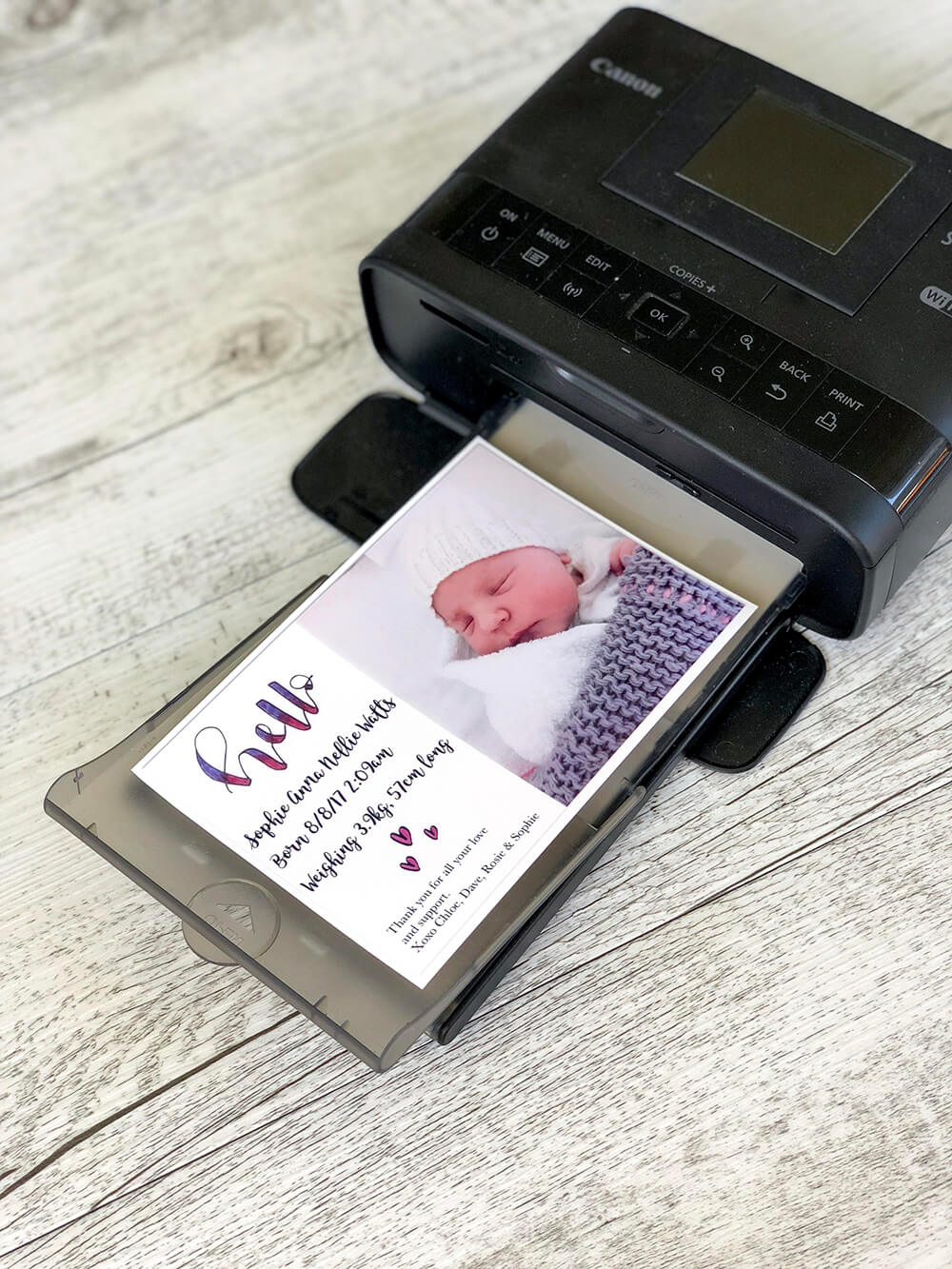 Family birth announcement card