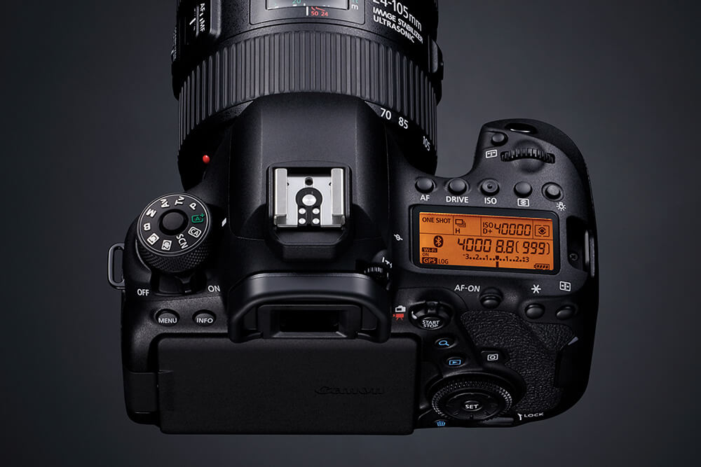 Top view product shot of Canon EOS 6D Mark II