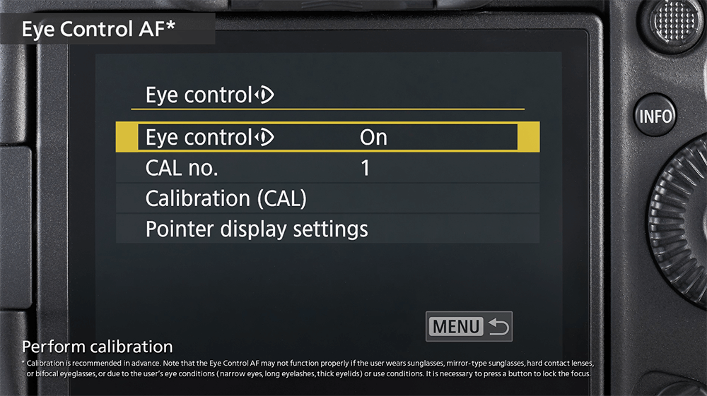 EOS R3 menu for setting up Eye Control AF