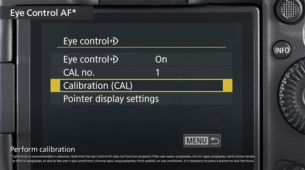 EOS R3 menu for setting up Eye Control AF