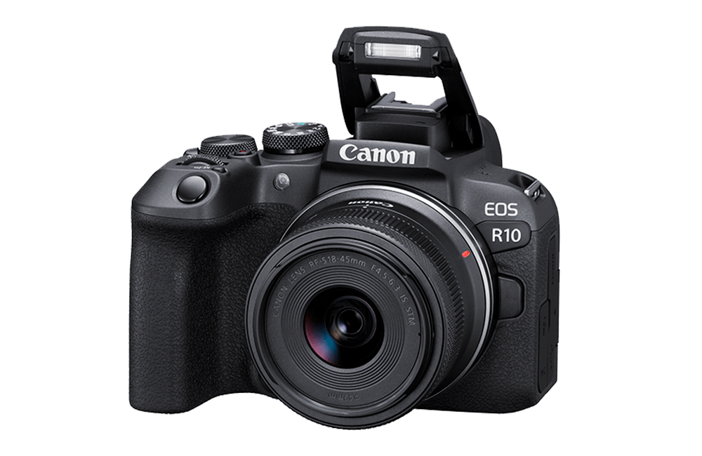 EOS R10 mirrorless camera built in flash feature