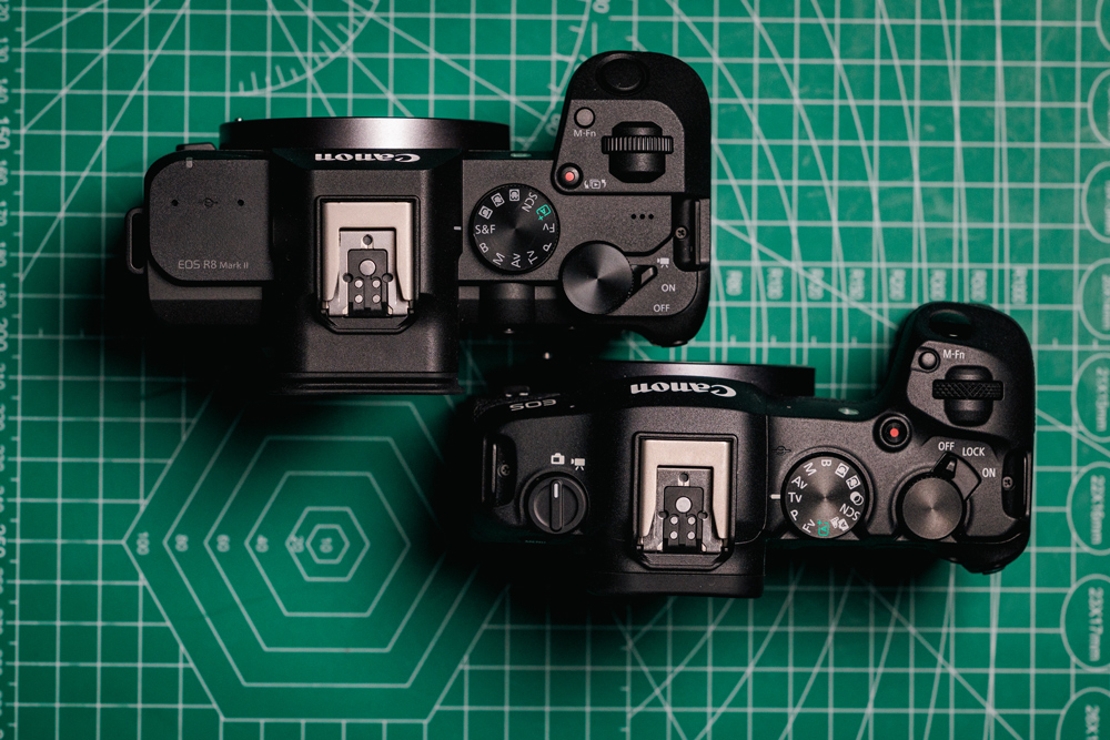 EOS R8 Mark II vs EOS R8 Side by Side Top View