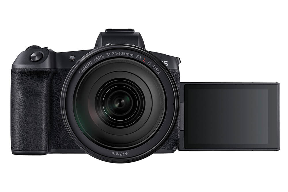 EOS R Front showing display