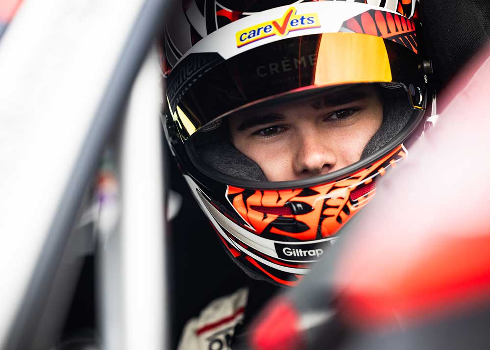 Closeup image of a motorsports driver photographed by Tenayah McLeod