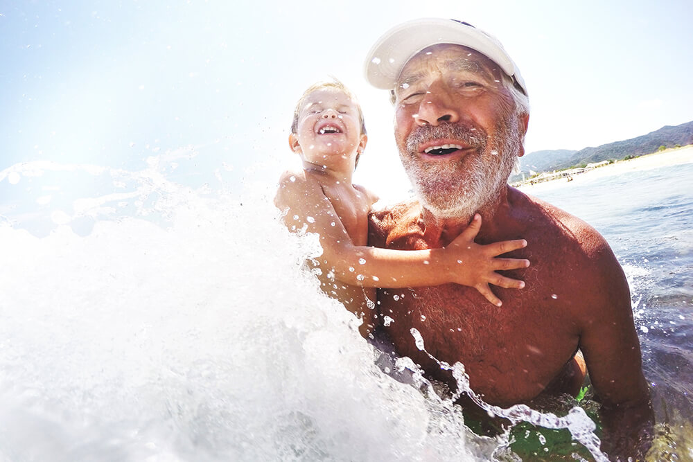 Father and son at the beach