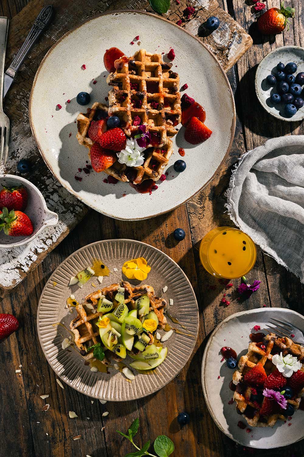 Flatlay image of waffles by Reuben Looi