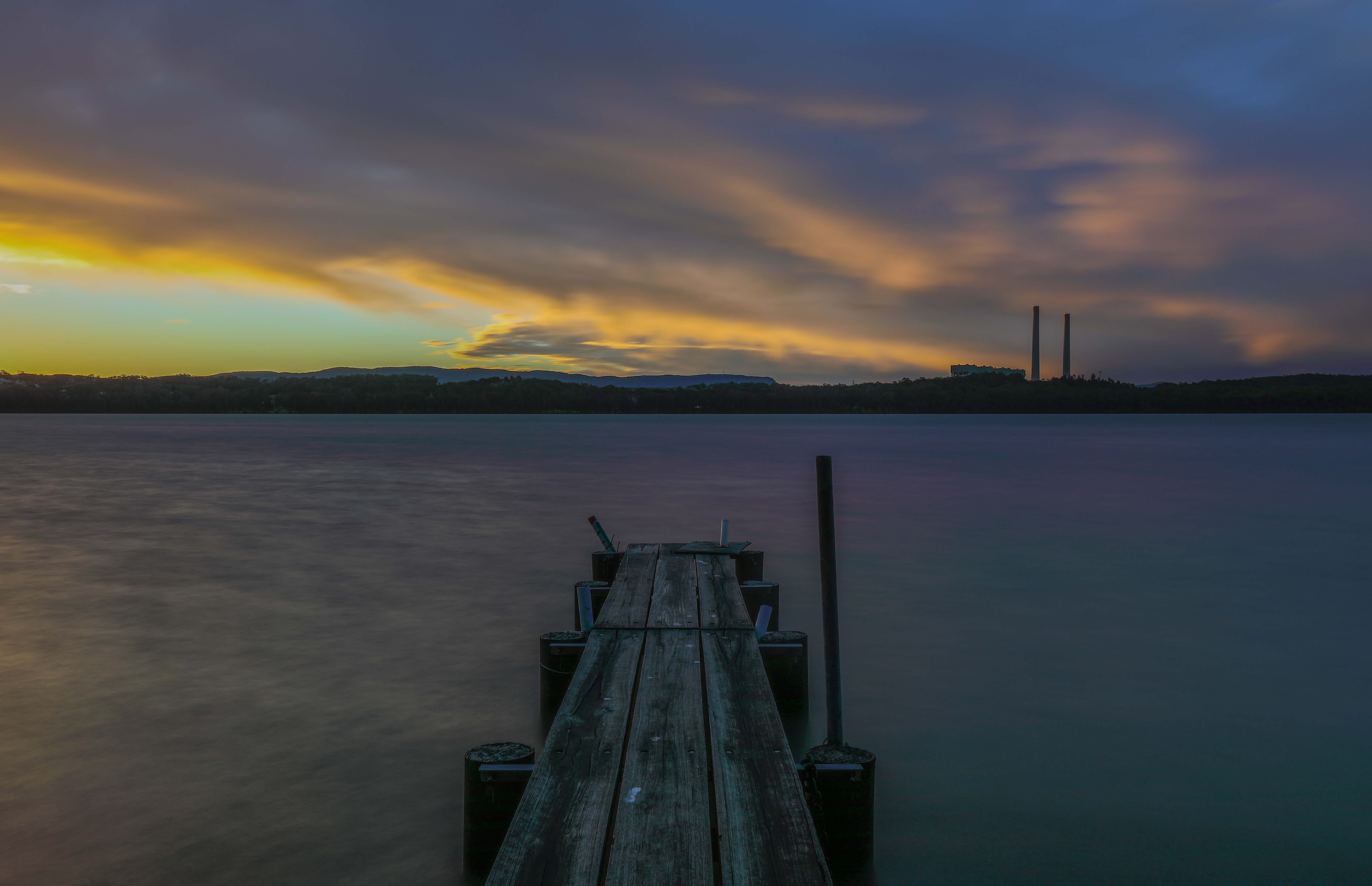 Image of pier on Lake Macquarie taken at sunset by Dr Chris Brown
