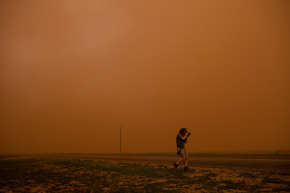 Photographer capturing the tornado