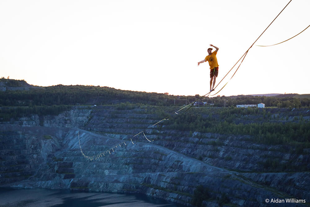 Slacklining at sunset