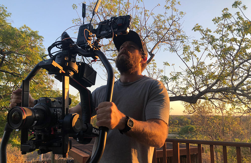 Taylor Steele filming Nat Geo's Save This Rhino documentary