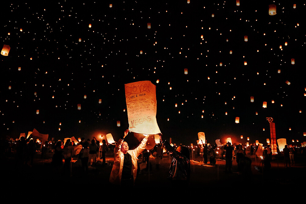 Landscape image of floating lantern