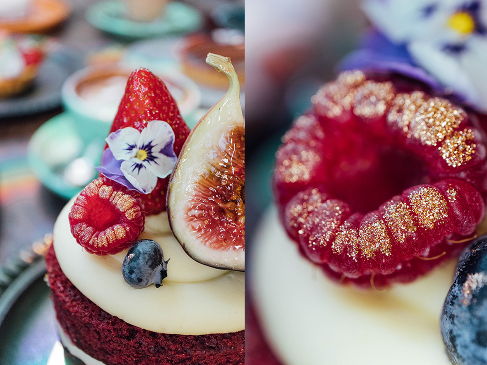 Side by side image of food photography lighting
