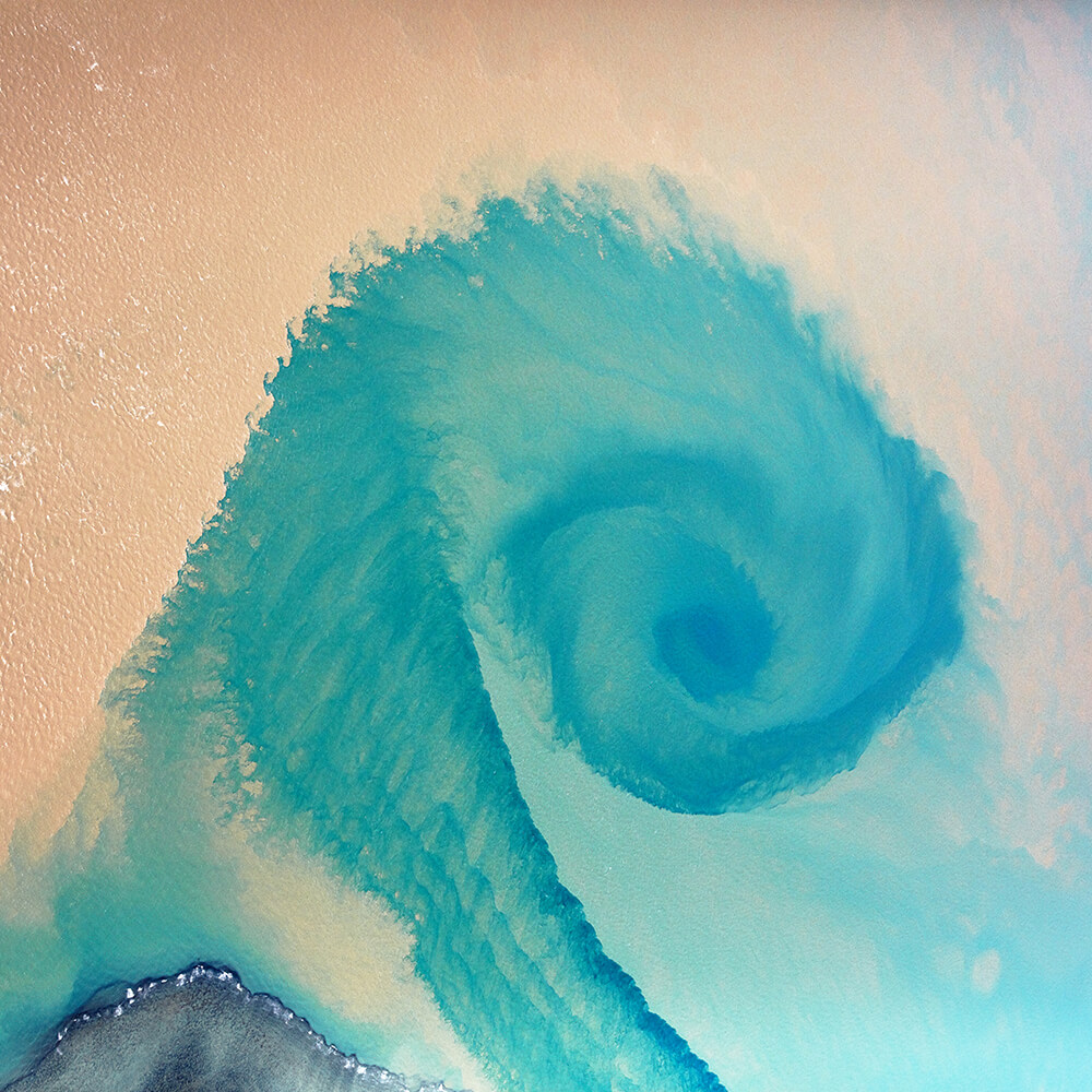 Aerial image of water spiral
