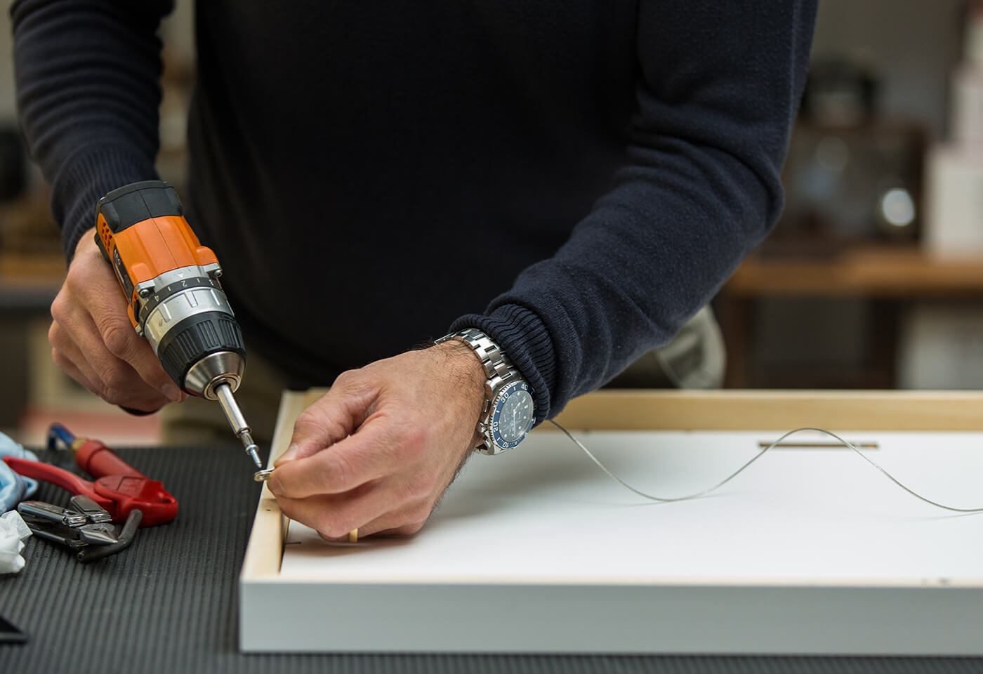 Image of canvas being framed