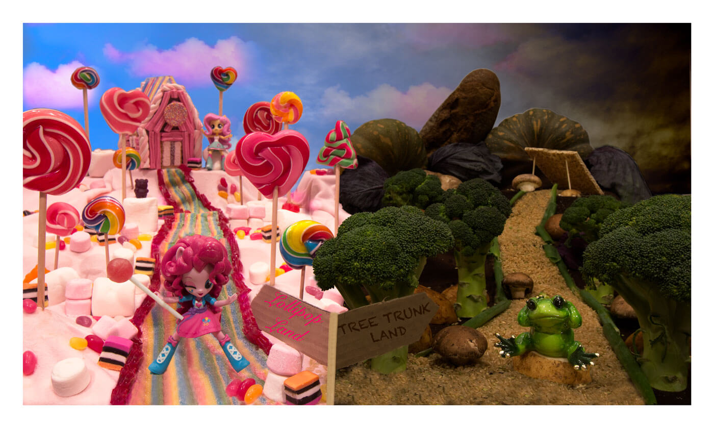 Fantasy image of lollies and vegetables