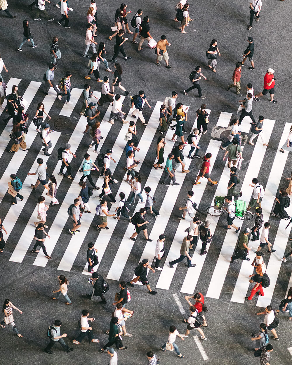 photo of the Shibuya crossing from above