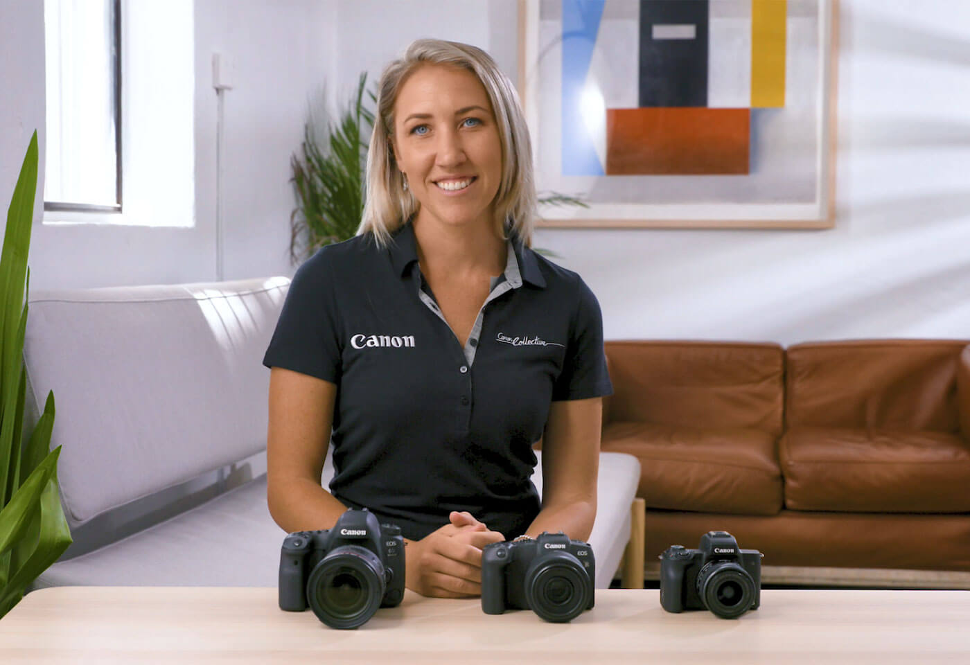 Collective Ambassador Jenn Cooper comparing EOS R, EOS M and DSLR cameras
