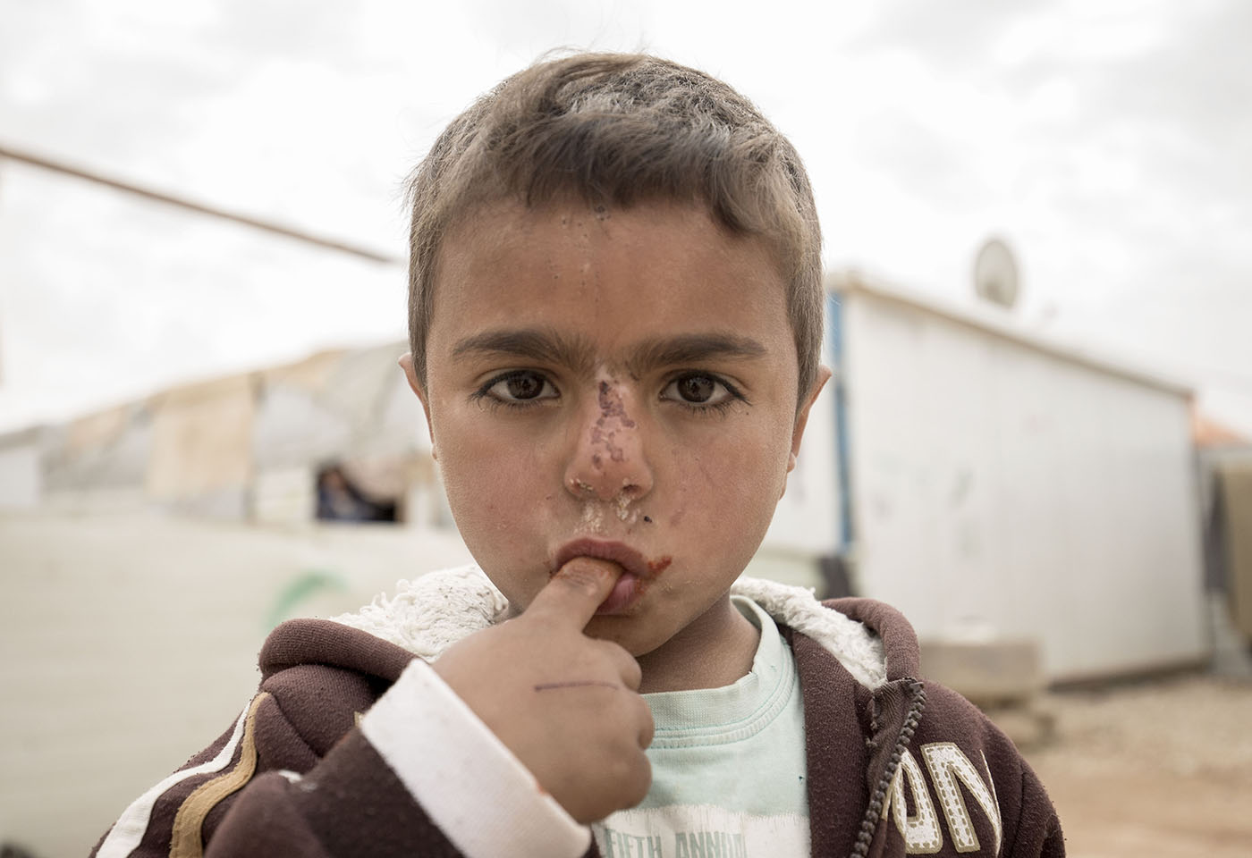 Portrait image of refugee kid