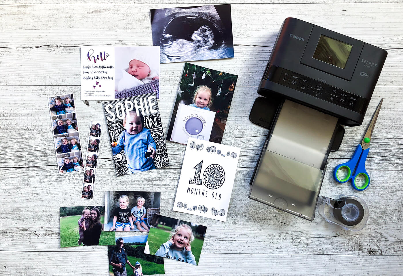Photos, birthday cards and invitations printed on Canon Selphy printer