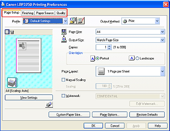 Changing the Default Values for Printing Preferences | Canon Australia