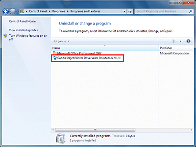 How to confirm whether Canon Inkjet printer driver Add-On module is installed (Windows 7 ...